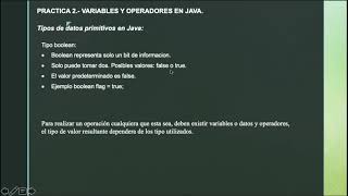 Practica 2 Variables y Operadores en Java Teoria