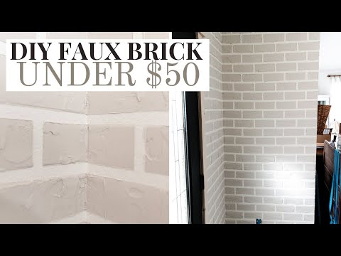 DIY Cheap Faux Brick Wall Tutorial | UNDER $50 Project | Small Entryway Makeover