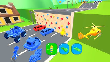 Shape shifting into fire engine, police car, train, helicopter, trucks, boat, bicycle, motorcycle