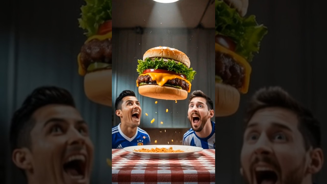 Ronaldo fights for BURGER🍔  #shorts #ronaldo #messi #ai