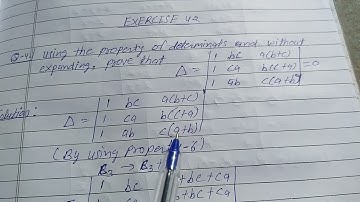 Using the property of determinants and without expanding, prove that ∆ = |R1 1 bc a(b+c) & R2 1 ca