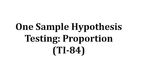 One Sample Hypothesis Testing: Proportion (TI-84)