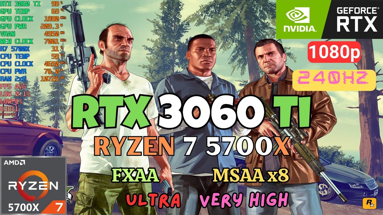 GTA V RTX 3060 TI Ryzen 7 5700X Ultra Max Settings GAMING TEST 2023 