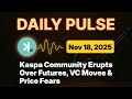 Kaspa Daily (Nov 18) - Kaspa Community Erupts Over Futures, VC Moves &amp; Price Fears