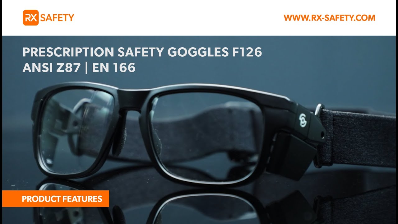 Prescription Safety Goggles F126 ANSI Z87 and EN 166 RX Safety