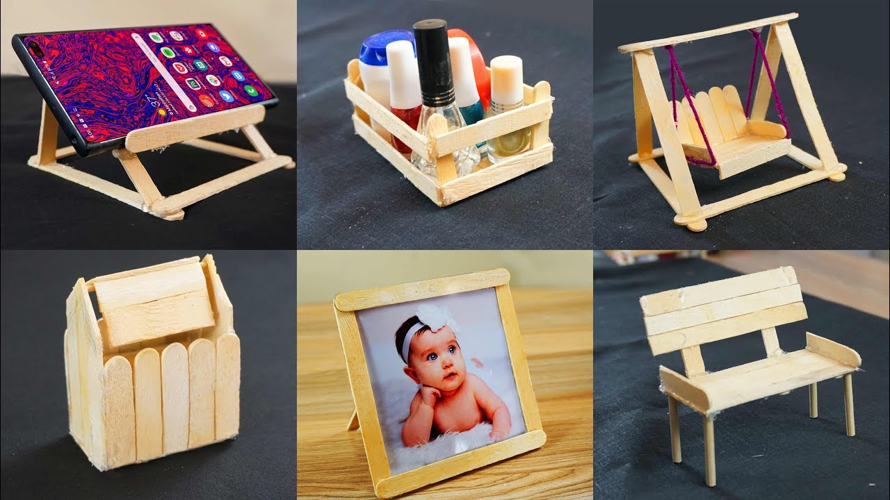 Awesome 6 Popstick Crafts Ideas Compilations | Popsicle Craft Home Decor | Easy Icecream Stick Craft