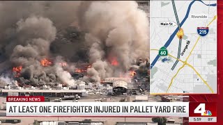 Pallet fire explodes into a brush fire in Riverside
