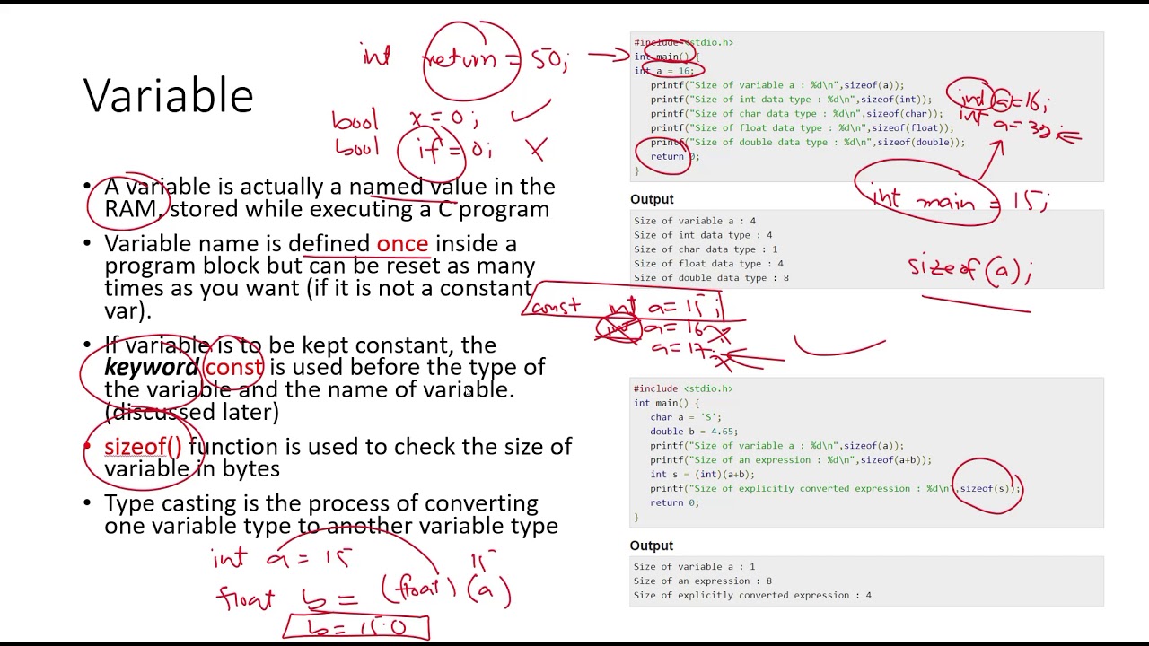 Variables and Data Types in C - YouTube