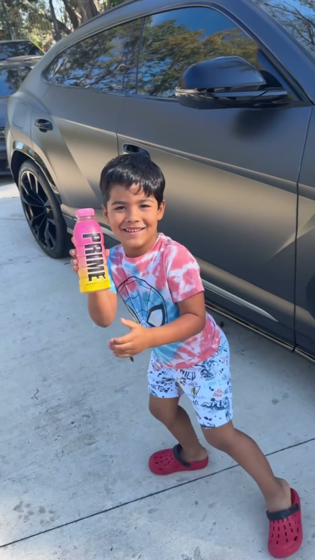 Dad chases son to steal his prime drink but son does this #shorts