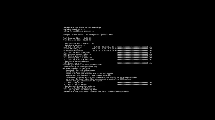 Arch Linux : 22 installing grub to our EFI system