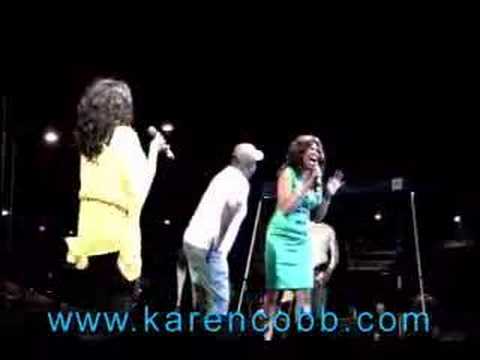 Karen Cobb on stage with Jennifer Hudson