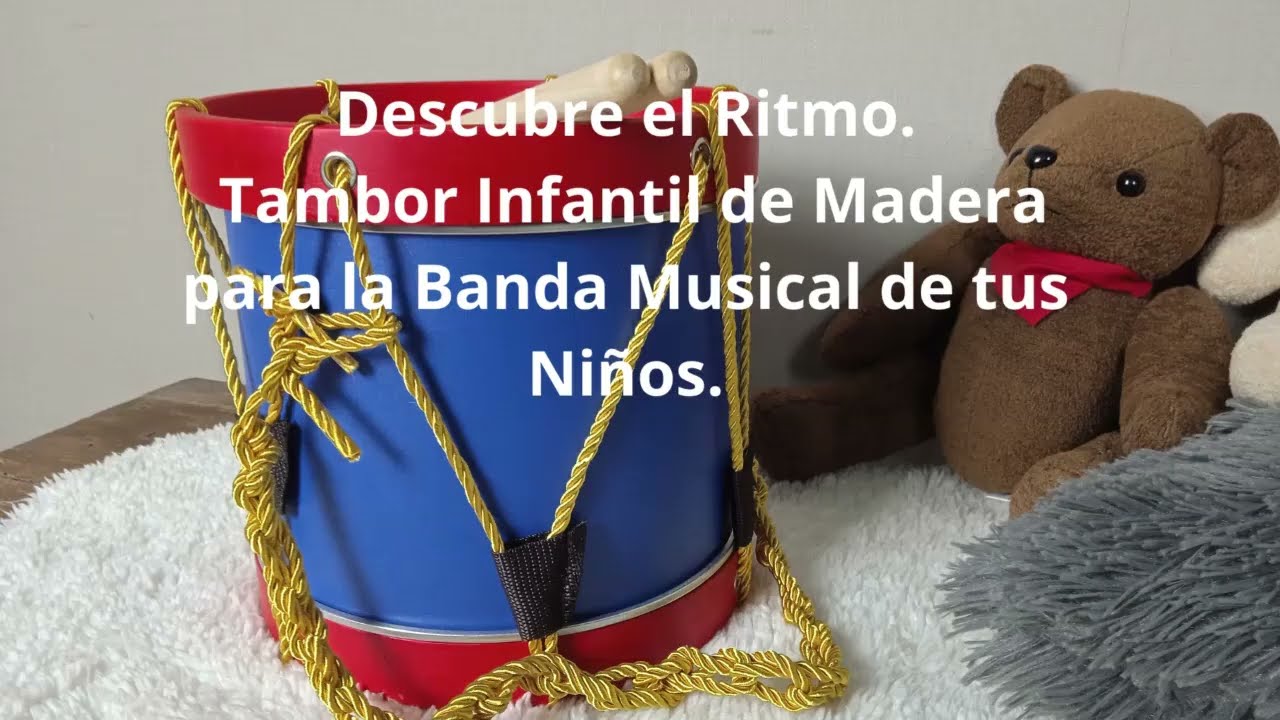 Tambor Infantil De Madera De 15 Cm Con Correa Ajustable – Instrumento Musical Para Niños De 2 A 5 Años