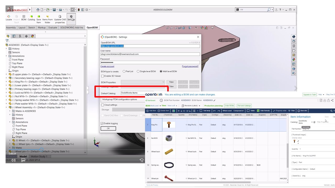 DEMO OneClick and Default catalog for Solidworks Addin YouTube