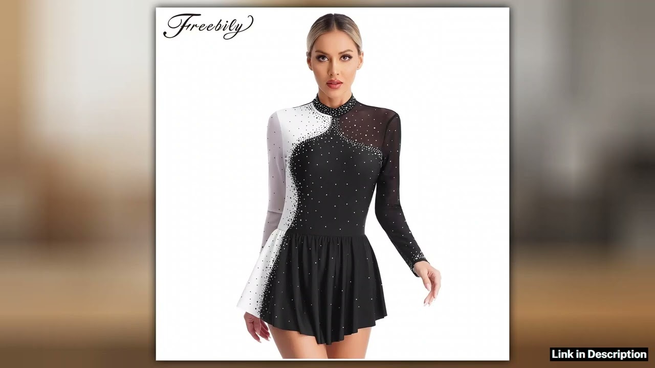 Womens Sparkly Rhinestone Ballet Tutu Dress Figure Skating Dance Costumes Gymnastics Roller Ice