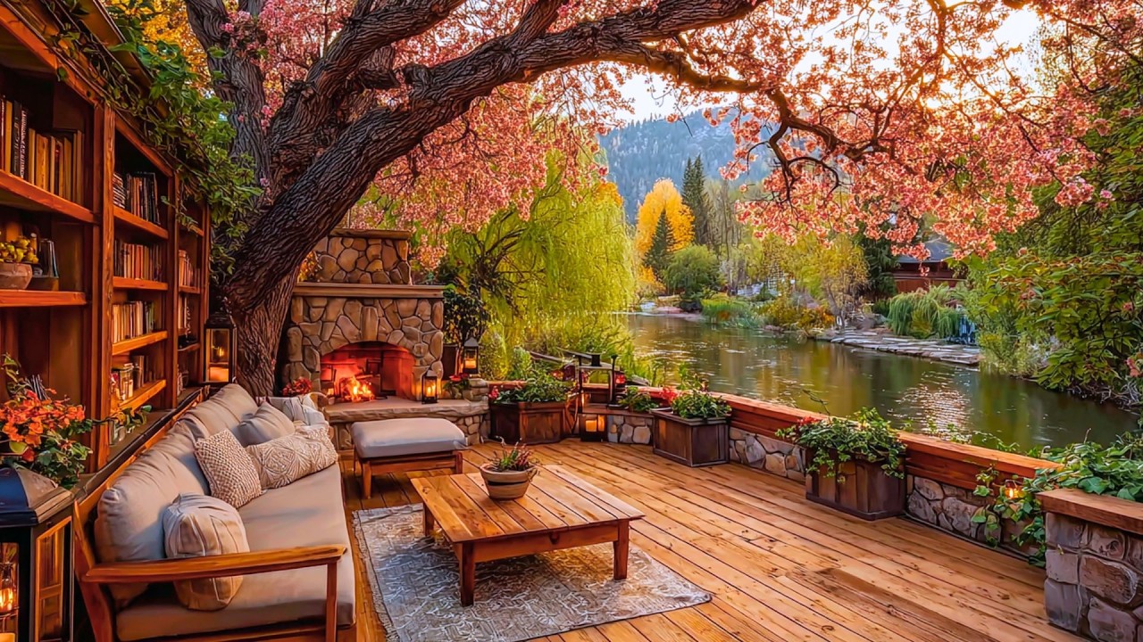 River Jazz Serenity 🌸🎶 | Springtime Ambience and Soft Melodies for Relaxed Study and Focused Mind 🌿