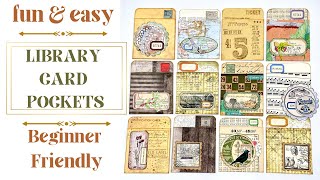 FUN & EASY LIBRARY CARD POCKETS -BEGINNER FRIENDLY- #craftwithme #junkjournalideas