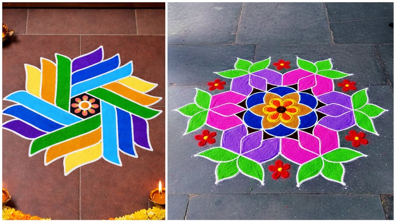 9 to 5 dots easy festival rangoli 🌸✨️ 