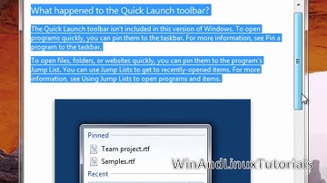 [Windows 7] What happened to the quick Launch toolbar?