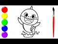 Baby shark doo doo doo doo drawing for kids  abcd rhymes song for kids and toddlers