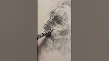 Graphite Crosshatching Portrait On Top of Charcoal Layer.