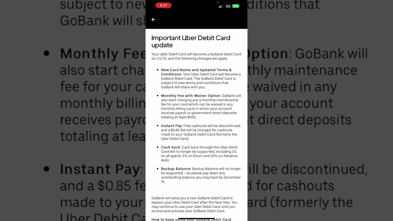 Uber debit card changes are coming here’s what to expect