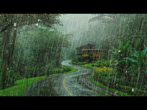 Deep Sleep Instantly with Soft Rain On Walkway At Night -Relaxing Rain Sounds For Sleep & Study ASMR