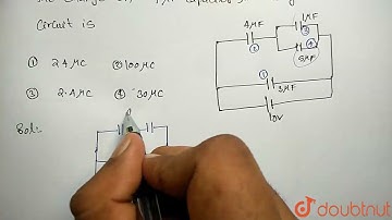 The charge on `4 mu F` capacitor, in the given circuit is | Class 12 Physics | Doubtnut