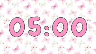 🦋 5 Minute Timer | Pink Butterfly Countdown & Soft Bell ✨ 4K screenshot 2