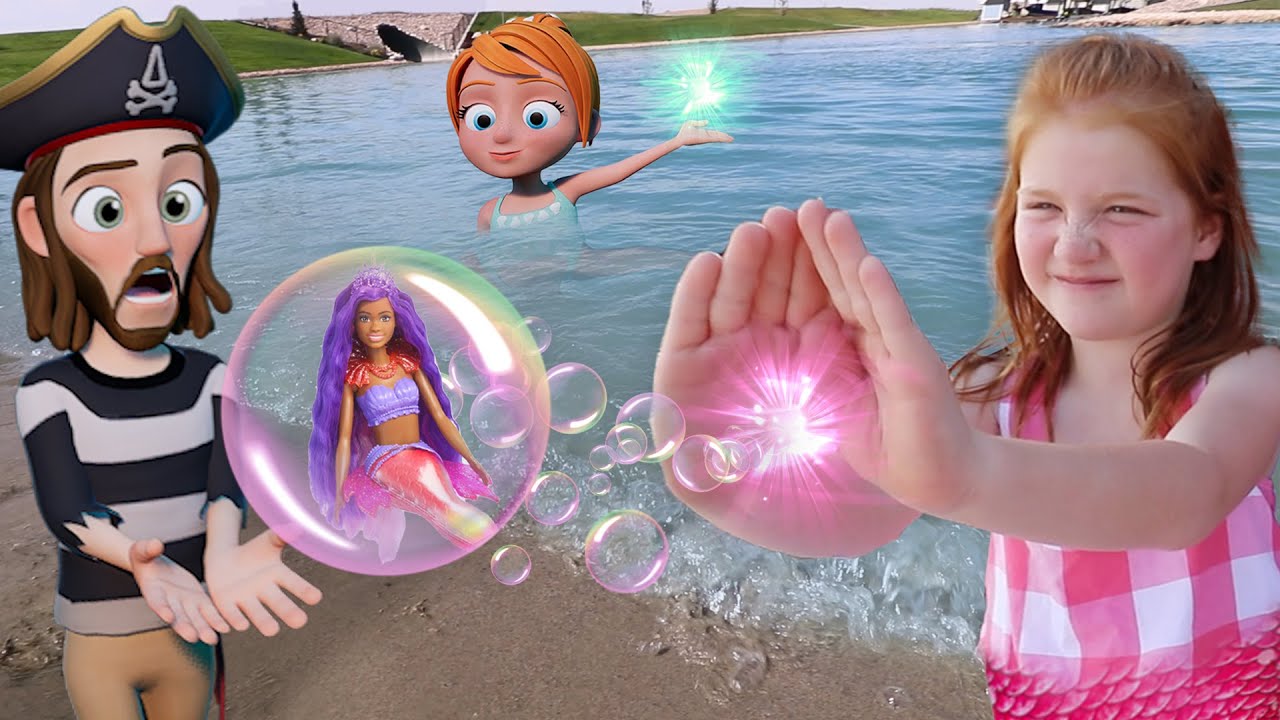 ADLEY gets MERMAiD POWER Cartoon Magic and Friendship helps Barbie find her lost dream boat