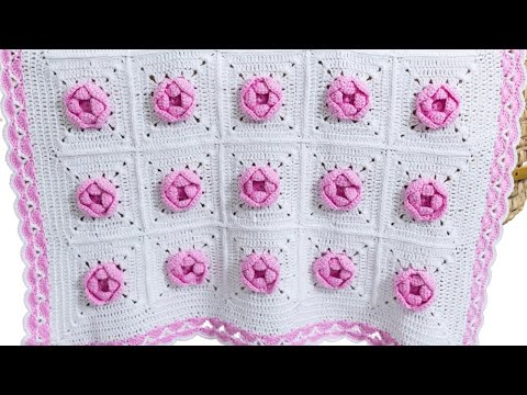 Crochet Rose Baby Blanket Pattern (PART 1 of this Beautiful Design)