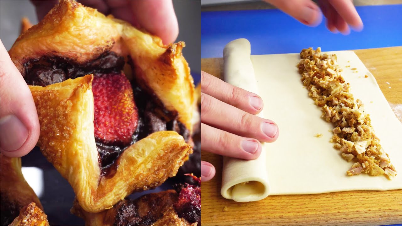 Rollini Rollini with chicken - Nutella Strawberry Puff Pastry recipe - YouTube