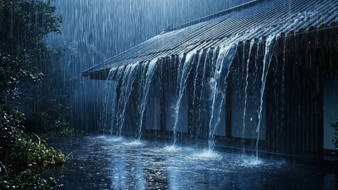 Heavy Rain Falling from Roof | Sleep in 2 Minutes with Soothing Rain Sounds (NO ADS)