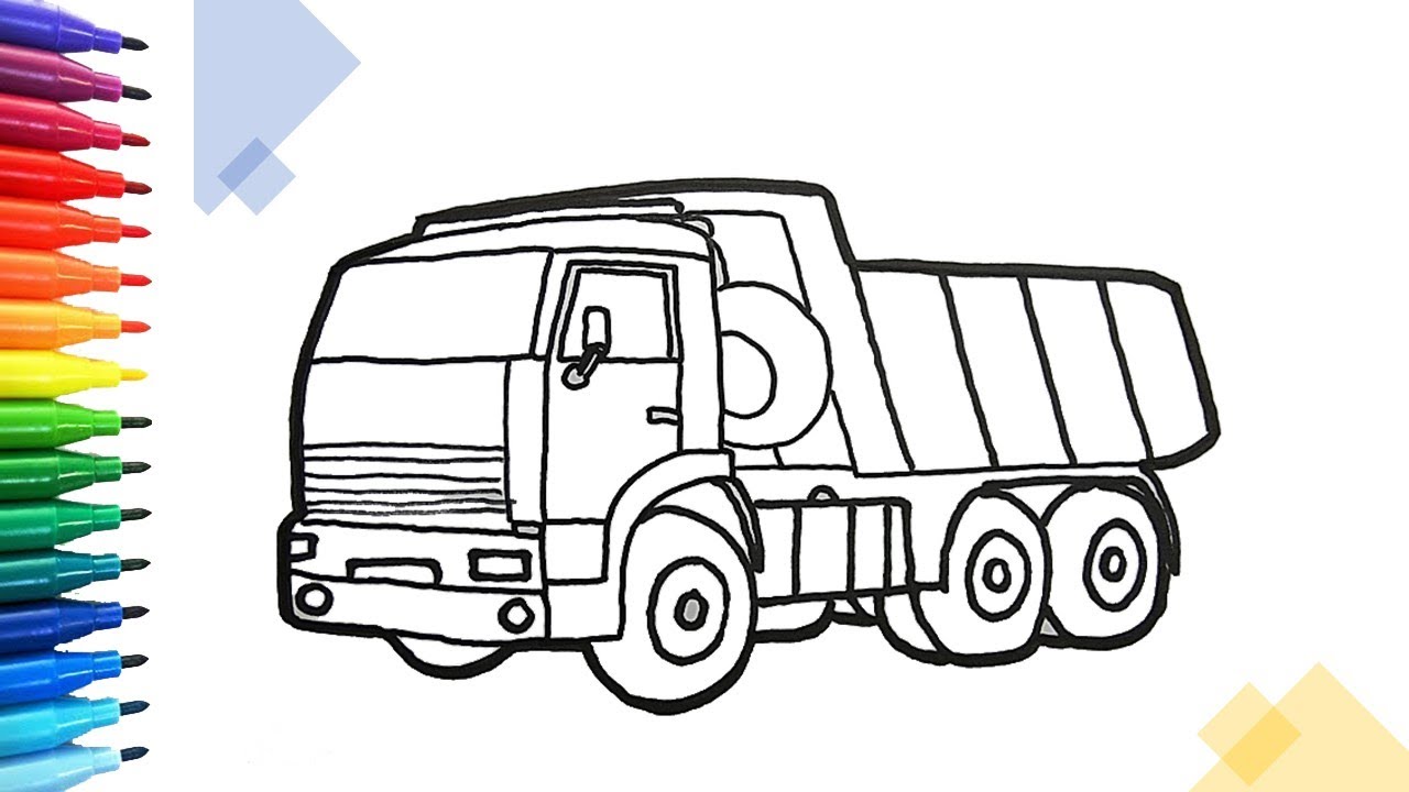 Vẽ Xe tải Truck car drawing and coloring for kids  YouTube