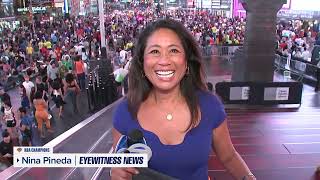 Knicks fans celebrate in Times Square
