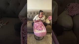 Baby Pink Crochet Changing Basket #itsagirl #babybasket #crochetchangingbasket #crochet #babygirl