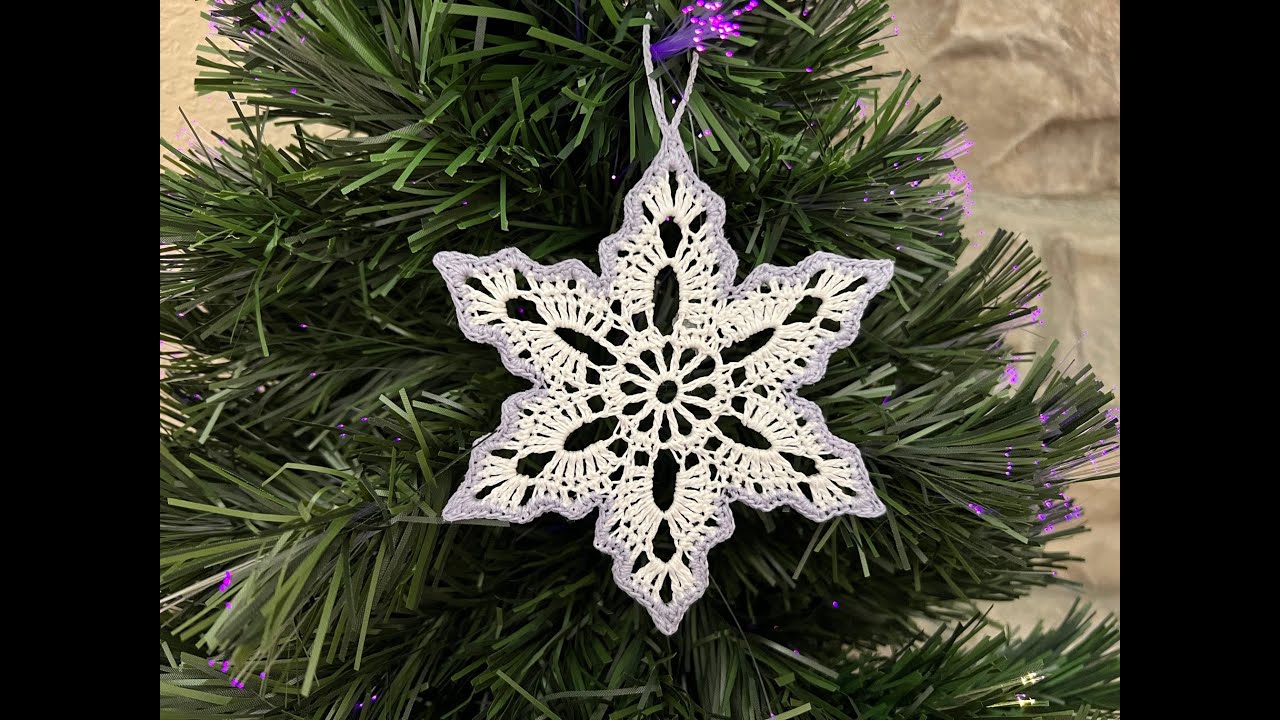 Copo de nieve con borde de contraste tejido a ganchillo #3