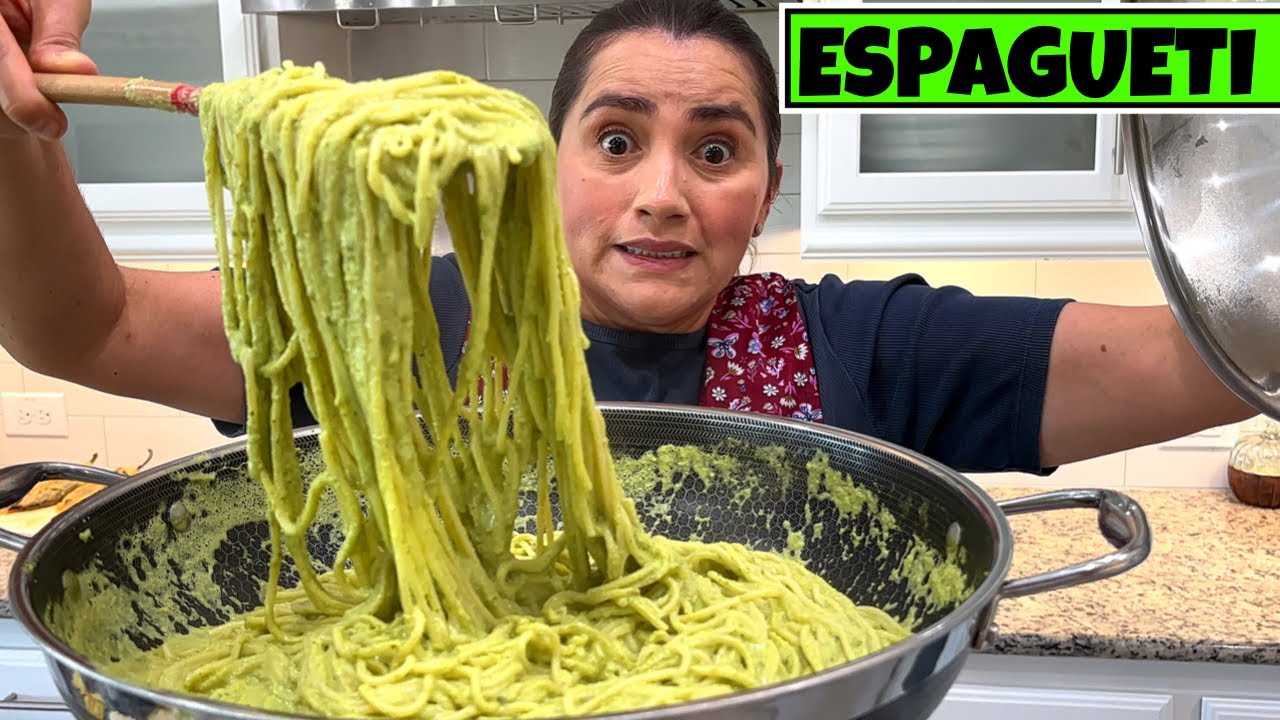Asi preparo espagueti verde y chiles rellenos