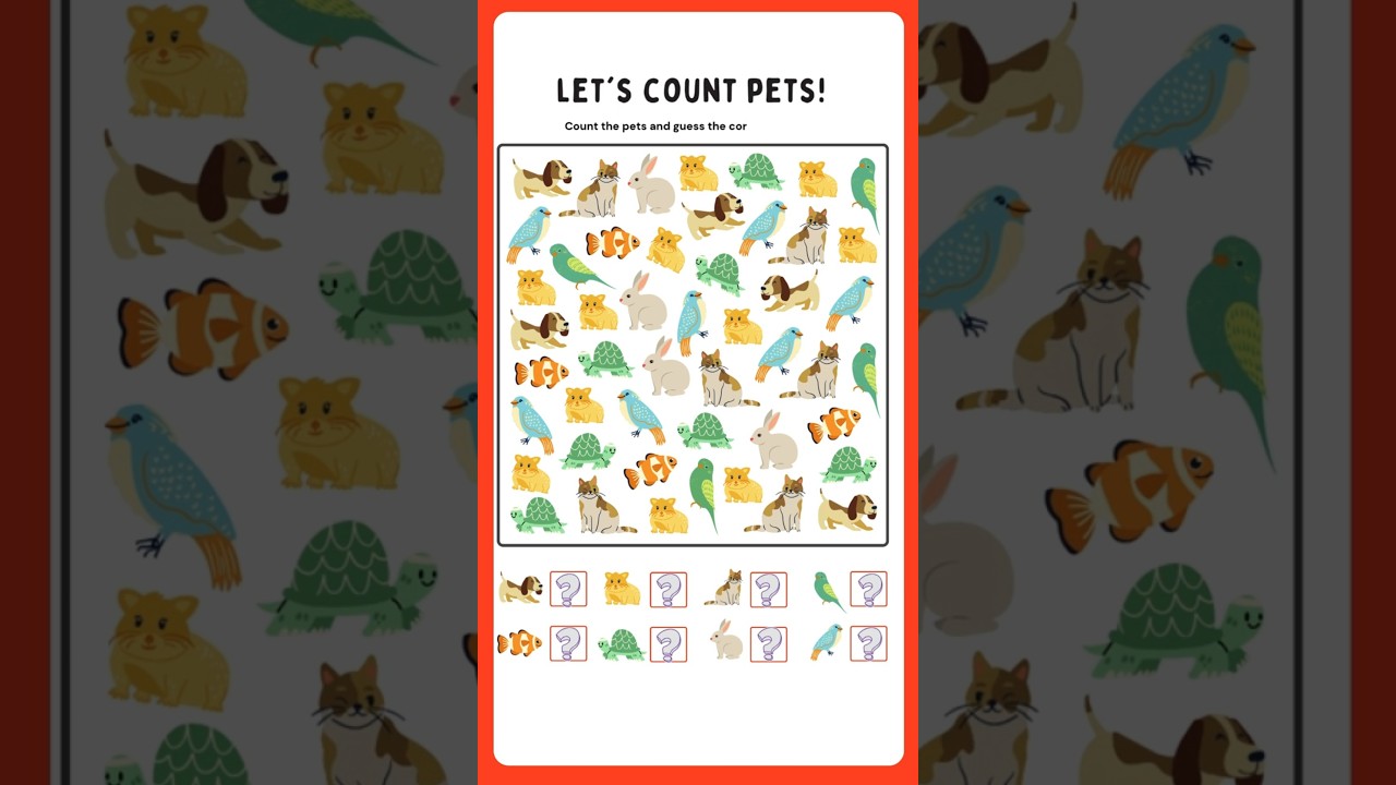 Count the Pets Number Word Puzzle 