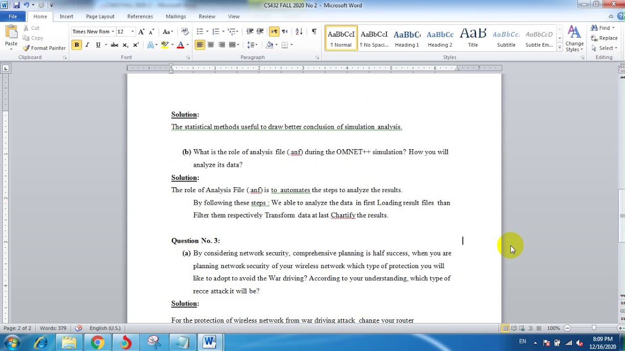 CS432 Assignment # 02 Solution Fall 2020 with Solution file