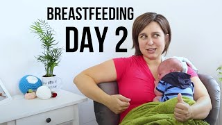 What to Expect on DAY 2 of BREASTFEEDING | Sore nipples, formula top-ups, positions, & feeding cues