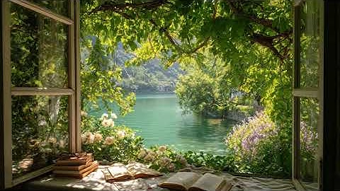 Spring Window ASRM Ambience 🍀 Lazy Sunday by the Window Overlooking the Lake - Bird Sounds,...