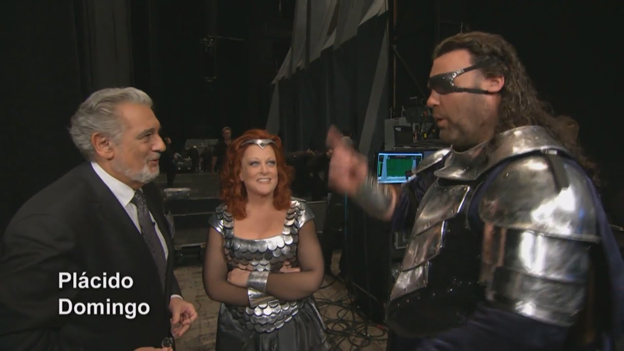 Placido Domingo interviews at backstage of MET's Die Walküre 2011