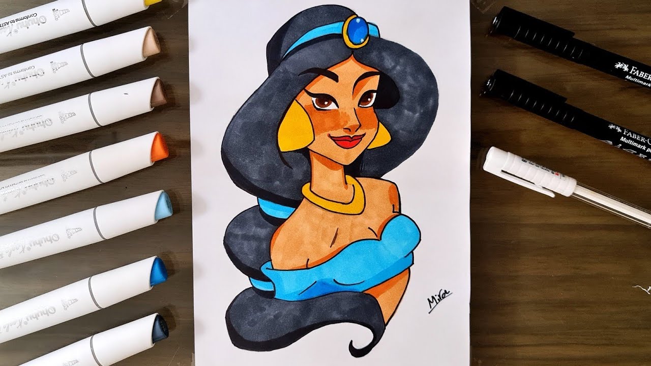 Drawing Princess Jasmine from Disney's Aladdin | Disney Princess Drawing 