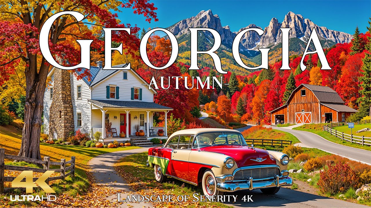 Beautiful Autumn in Georgia 4K UHD 🍁 Fiery Forest Roads, Blue Ridge Views & Peaceful Countryside