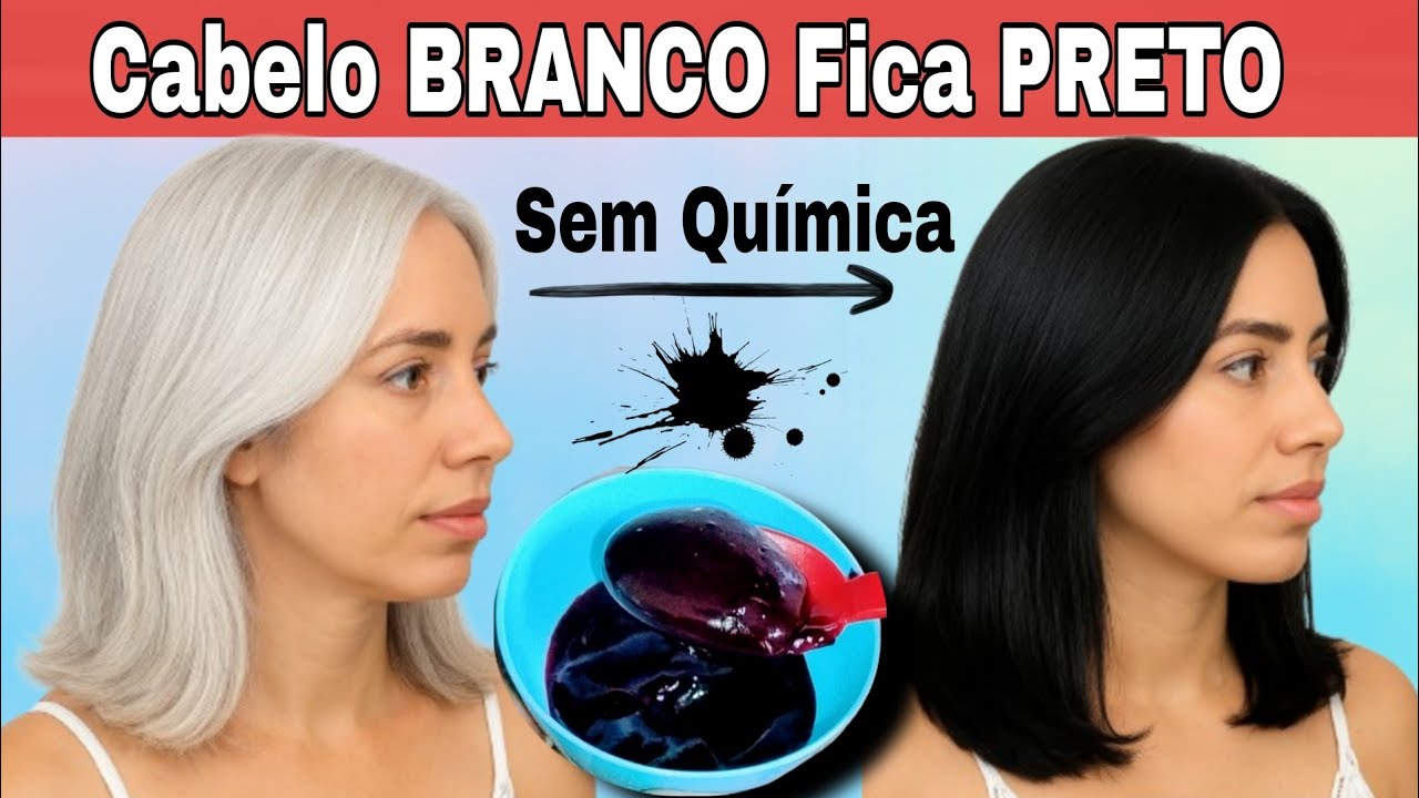 DO CABELO BRANCO AO PRETO SEM TINTA SEM QUÍMICA | Tinta Natural p/cabelo branco