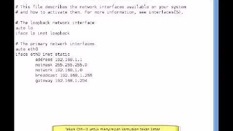 KONFIGURASI IP ADDRESS (Debian 6)