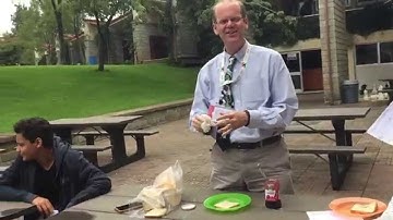 Teacher "robot" making a jam sandwich
