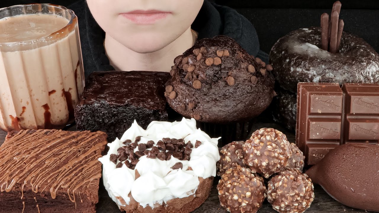 ASMR Chocolate Desserts *Cake, Donuts, Muffin, Brownie, Pie, Ferrero Rocher, Magnum Ice Cream 먹방