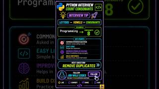Information Count Consonants in Python 😱 | Python Interview Question #shorts News