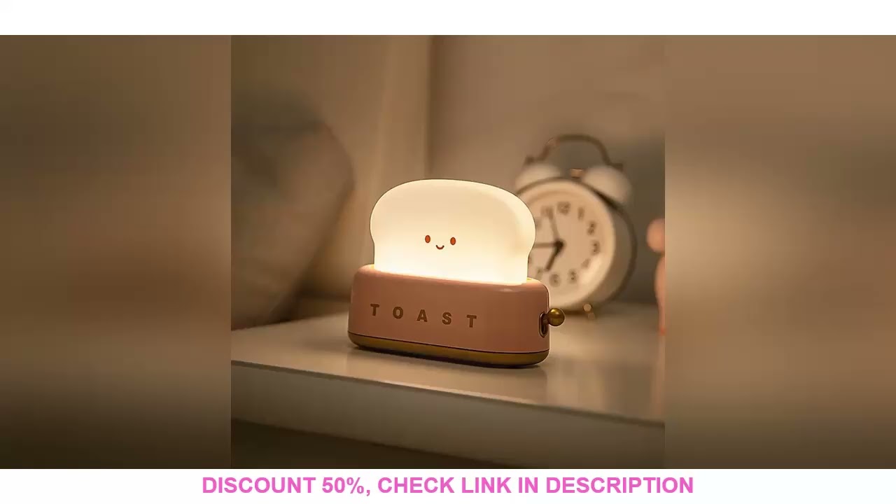 AF90-Toast Night Light Toaster Desktop Light Children's Night Light Cute Bedroom Bedside Lamp